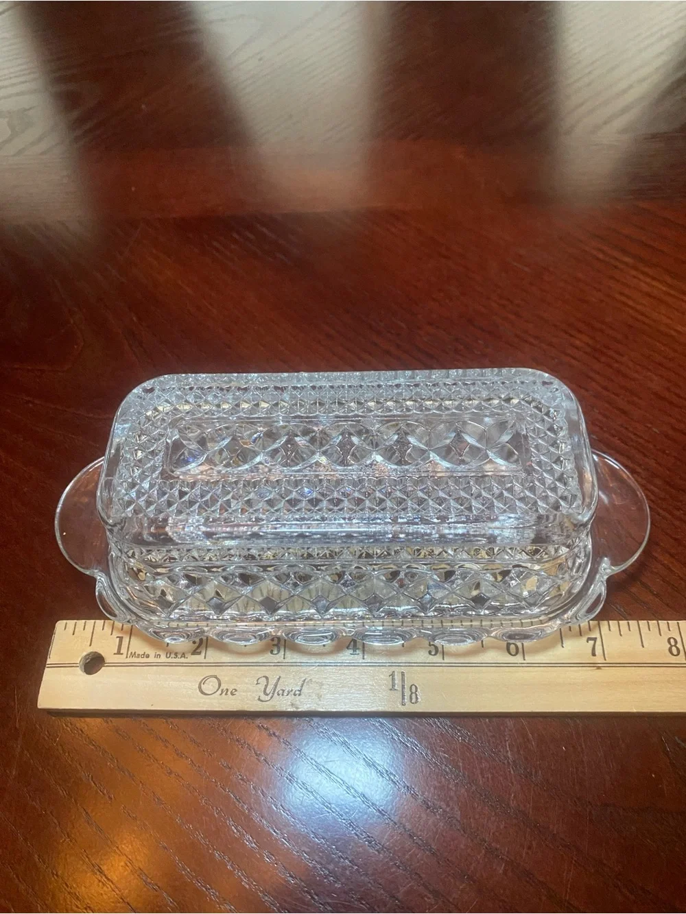 Anchor Hocking Wexford covered butter dish- Classic Diamond Cut